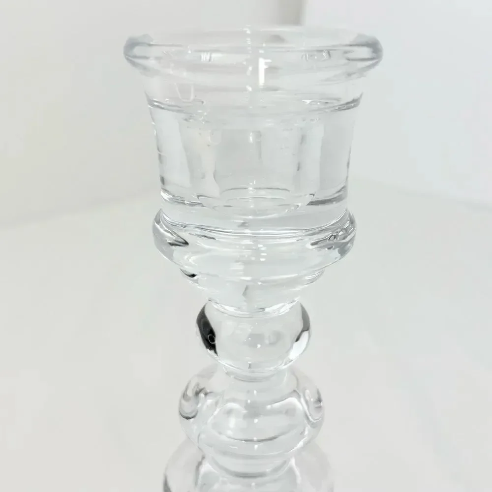Elements Clear Glass Rounded Tiered Taper Candle Holder